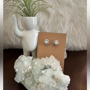 .925 Sterling Silver Earrings with Crystal Center (stamped)